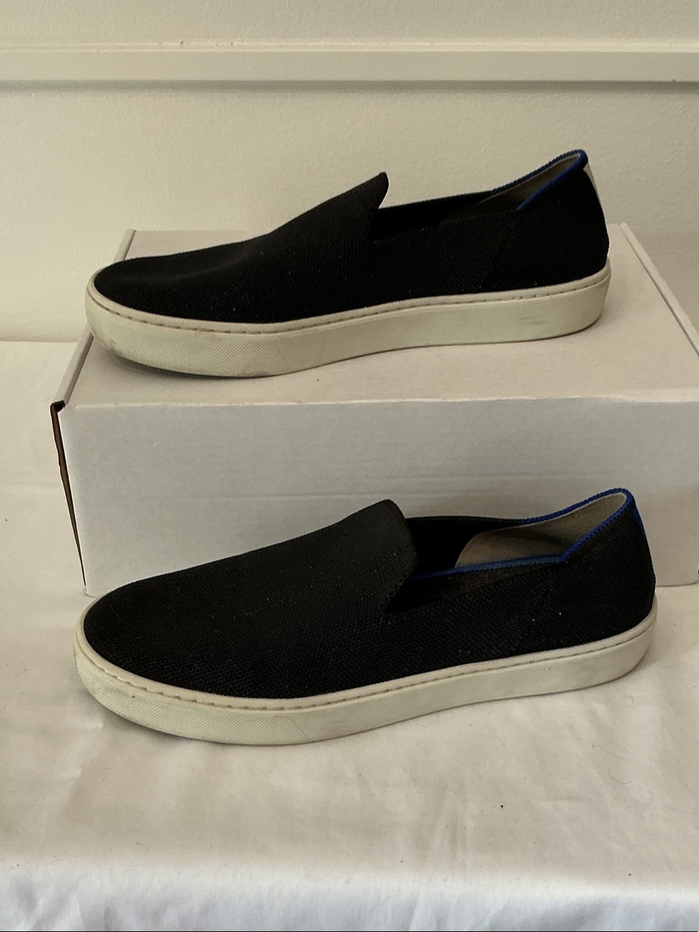 Rothy's Black Slip-On Loafers with White Sole